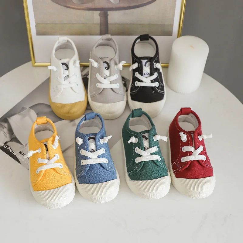 

Candy Color Toe-protection Slip-on Kids Casual Canvas Shoes Anti-slippery Rubber Bottom Little Boys Girls Shoes Toddler Trainers