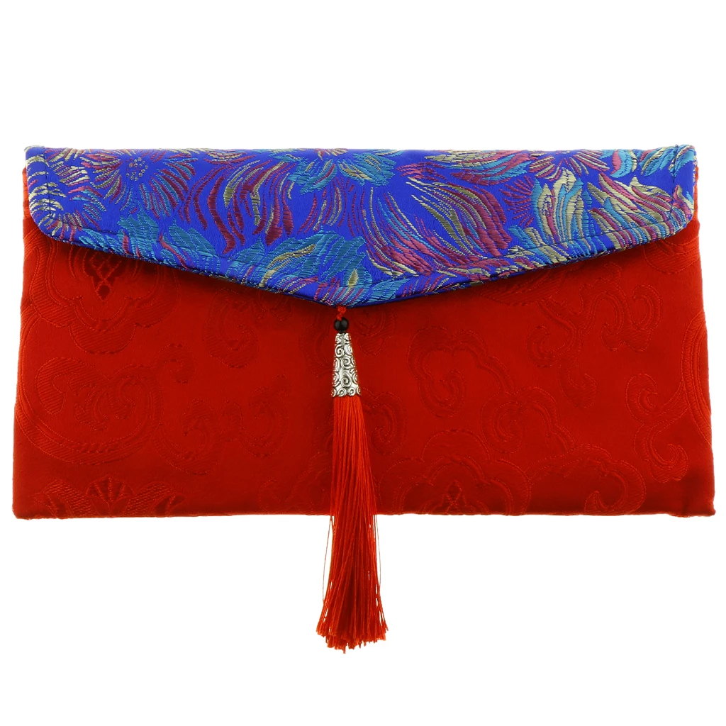Fire Blue Китайский узел, монета, традиционная свадьба, год, красный конверт для денег, Сумка с кисточкой, ткань, вышивка, пакет, подарок, вечерние сумочки - Цвет: Fire Blue