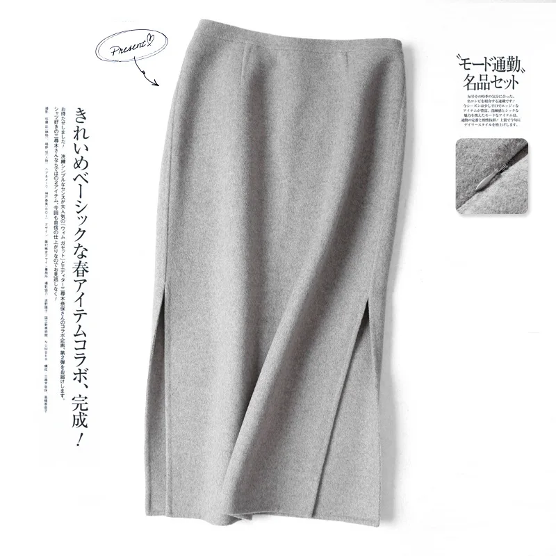 

Shuchan Woolen Skirts Womens Warm Saia Midi 2018 New Winter Office Lady Mid-calf Pencil Skirt High Quality Gray Navy Blue Z-545