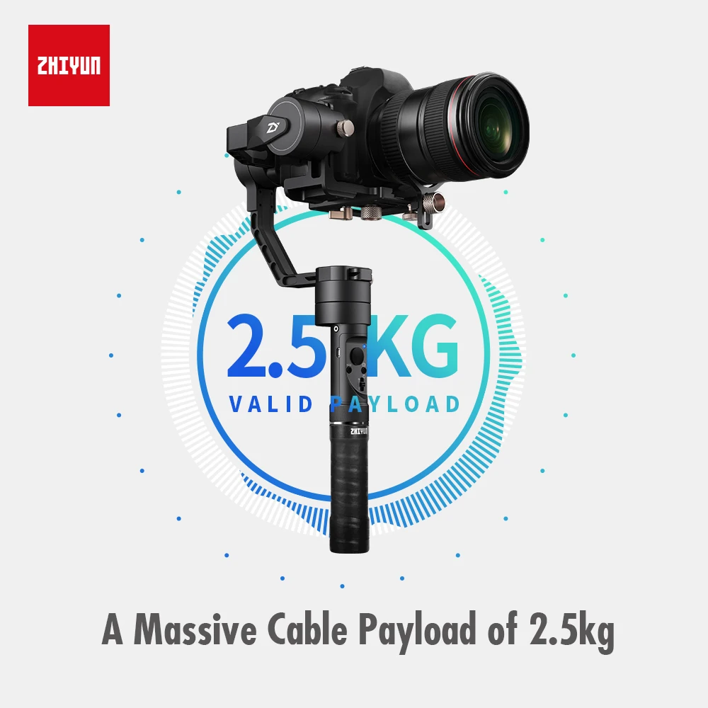 ZHIYUN Crane Plus Gimbal сверхмощный 3 оси 2,5 кг Полезная нагрузка для большинства DSLR и беззеркальных камер SONY, CANON Ручной Стабилизатор