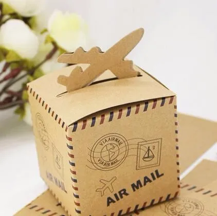 100pcs Lot Free Shipping 6cm Kraft Paper Plane Candy Box Air 100pcs Lot Free Shipping 6cm Kraft Paper Plane Candy Box Air Mail Wedding Favor Bo For Travel Theme In Gift Bags Wring Supplies From