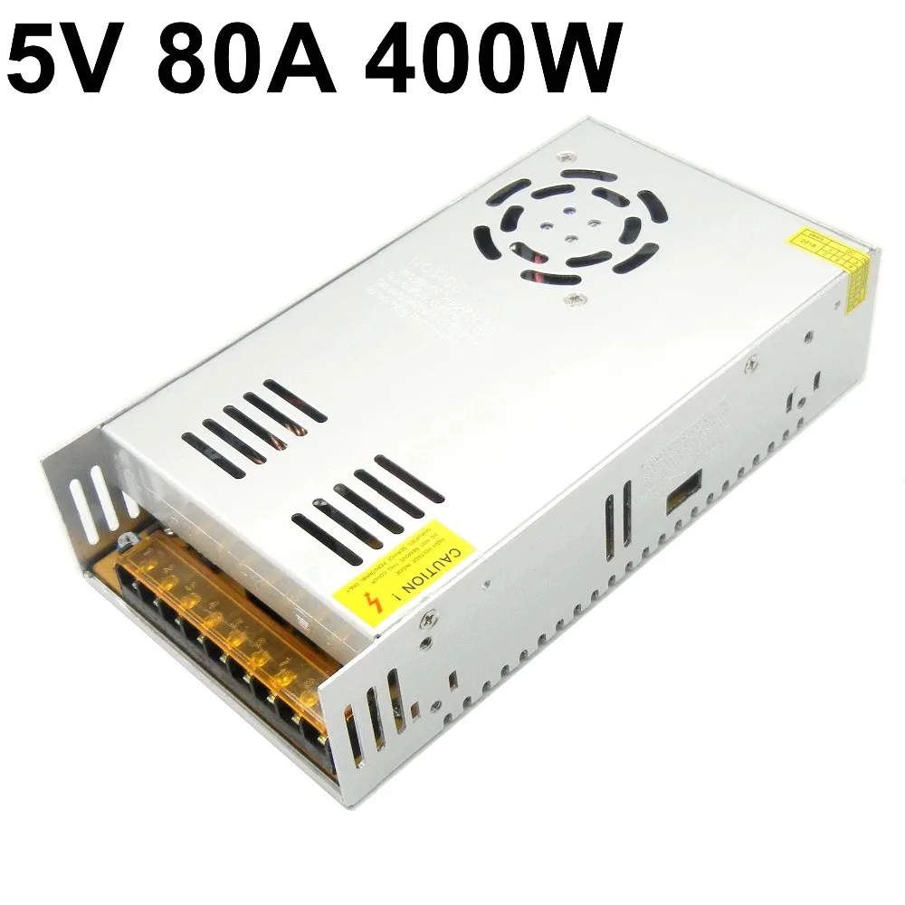 Fonte de Alimentação de Comutação Ac110-220v para Dc5v ac para dc S-400-5 para Led Universal 80a Entrada Power Driver Display Luz 400 w 5 v