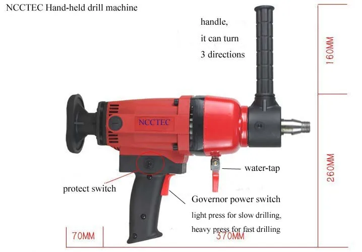7 ''180 мм NCCTEC Алмазная ручная буровая машина | бетонные стены инженерные мокрый ядро мощность Дрель | 2200 Вт 3HP