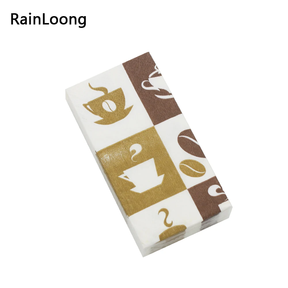 [RainLoong] Кофе Печатные карманные салфетки чашки ткани носовых платков для