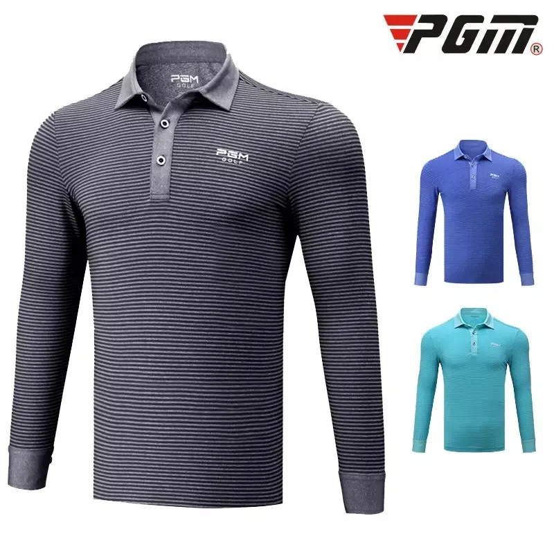PGM autumn winter golf sportswear men's striped long sleeved button