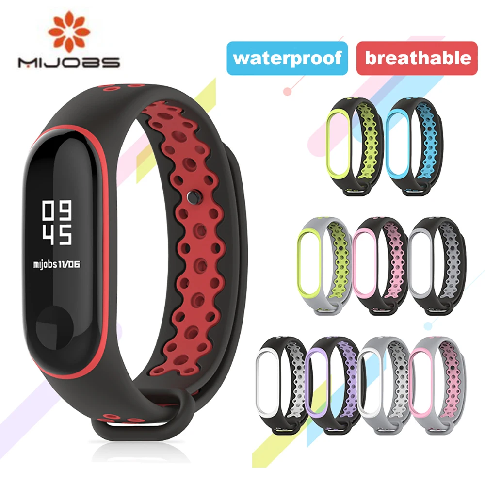 Mijobs Mi Band 3 ремешок спортивный mi band браслет для xiaomi с цветным силиконовым ремешком