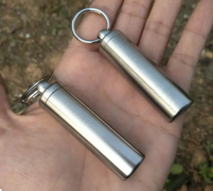 

EDCGEAR Outdoor Waterproof stainless steel and cooper Case Bottle Keychain Container tool case with key ring tool