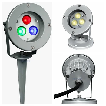 

4pcs/Lot High Voltage AC85-265V 9W IP65 Outdoor LED Garden Spot Light Spike/Round Base Landscape Inground Garden Lighting