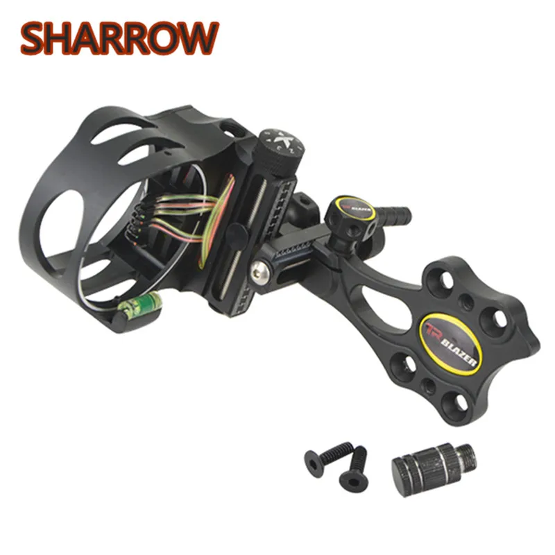 

1Pc Archery Bow Sight 5 Pin 0.019" Micro Compound Bow Adjustable 2" HD Fiber Guard For Outdoor Shooting Training Accessories