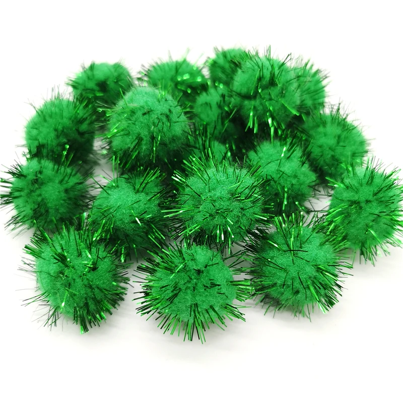 50 шт. красочными помпонами 15 мм 25 мм для куклы одежда ручной работы Материал мягкие пушистые Pom Poms мяч для детские игрушки «сделай сам» Аксессуары - Цвет: Green