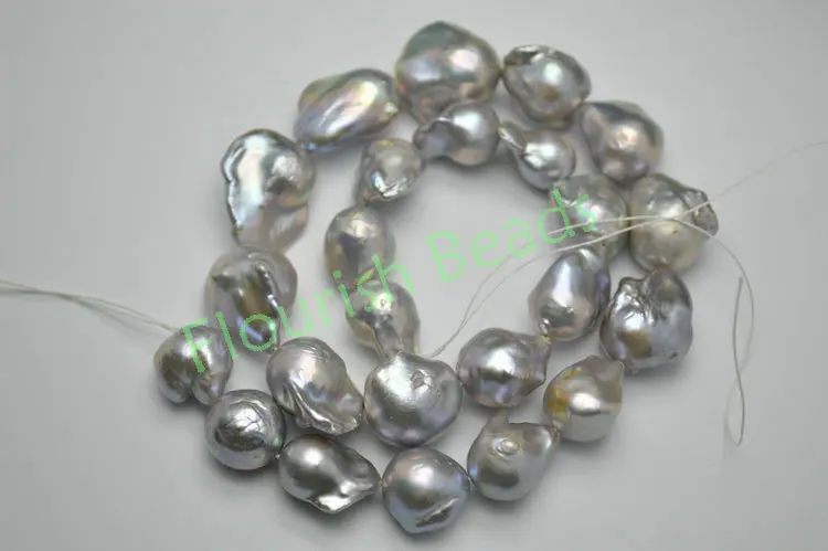 Серебристо-серый цвет пресной воды жемчужные бусины в стиле барокко Fit градуированное ожерелье изготовление ювелирных изделий