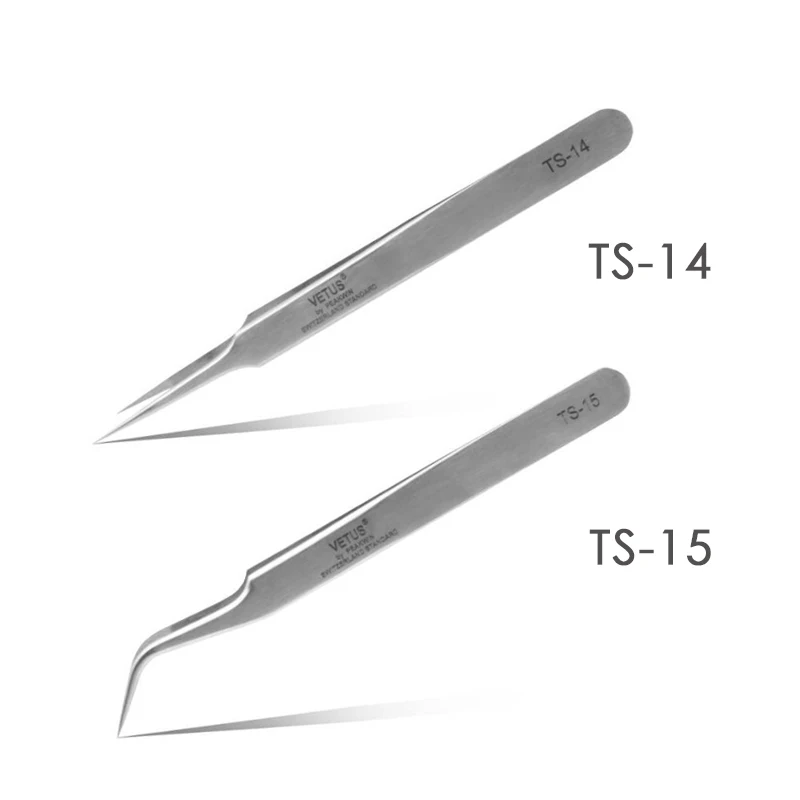 Vetus 6 Pcs/lot TS10 TS-11 TS-12 TS-13 TS-14 TS-15 High elastic acid & alkali resistant stainless steel tweezers