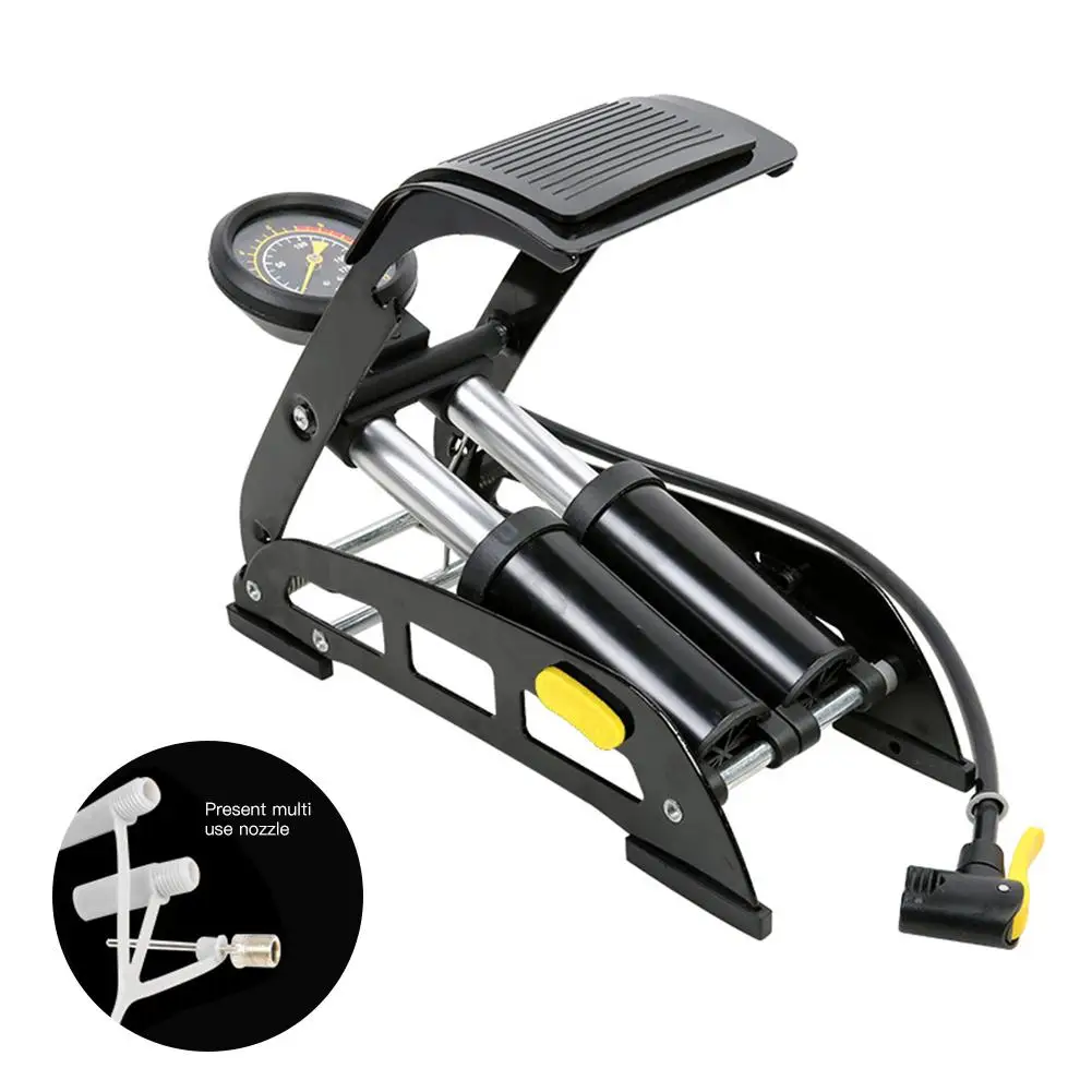 

Mountain Bike Foot Air Pump With Gauge Portable High-Pressure Steel Inflator Pump For Bicycle Motorcycle MTB Cycling Accessories