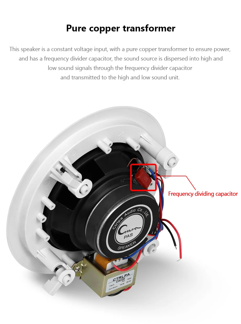 Система общего адреса CA226 потолочный динамик коаксиальный низкие/высокие частоты 10-20 Вт 6,5 дюйма