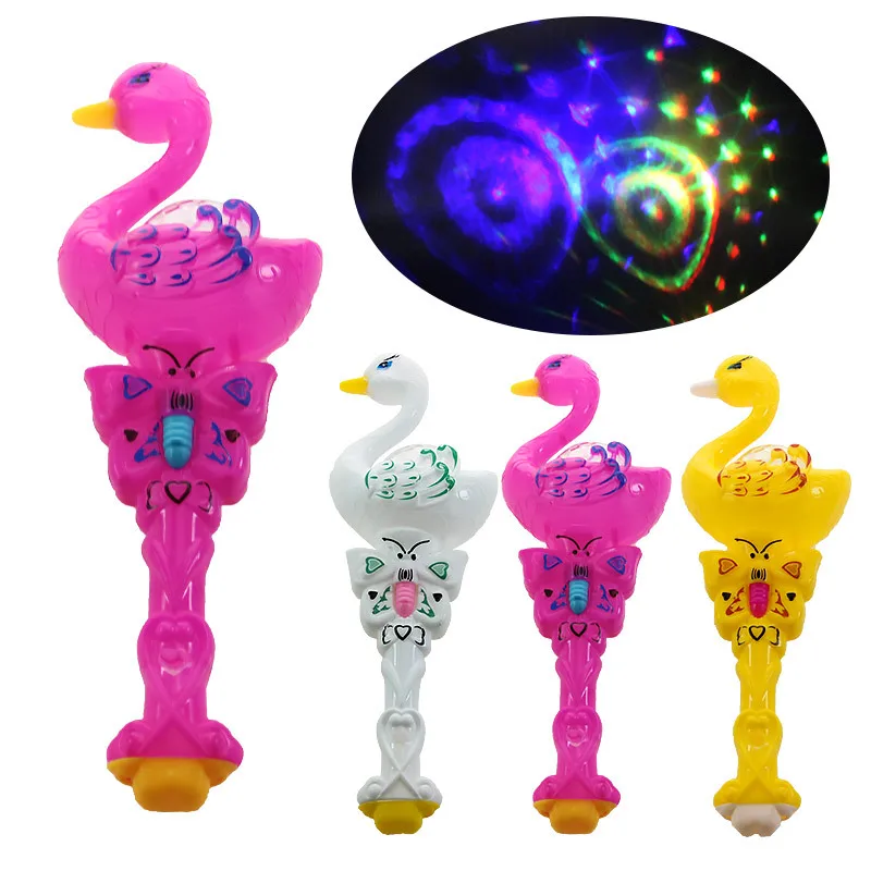 

1pc Light-Up Princess Fairy Swan Kaleidoscope Projection LED Magic Wand Stick Flashing Glow Wand Children Gift Toys