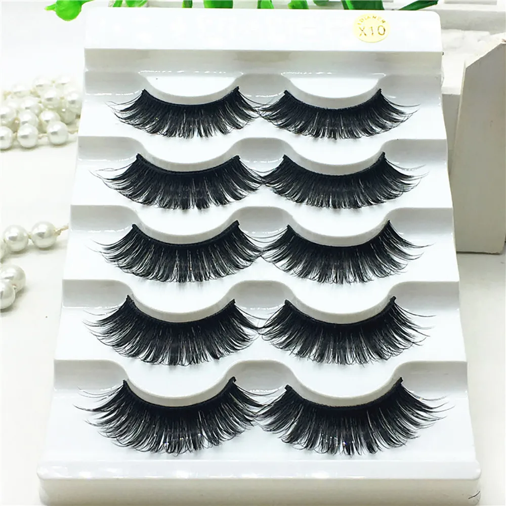 

5Pair Luxury 3D False Lashes Fluffy Strip Eyelashes Long Natural Realistic Hand-made False Eye Lashes Makeup Extension Tool #T