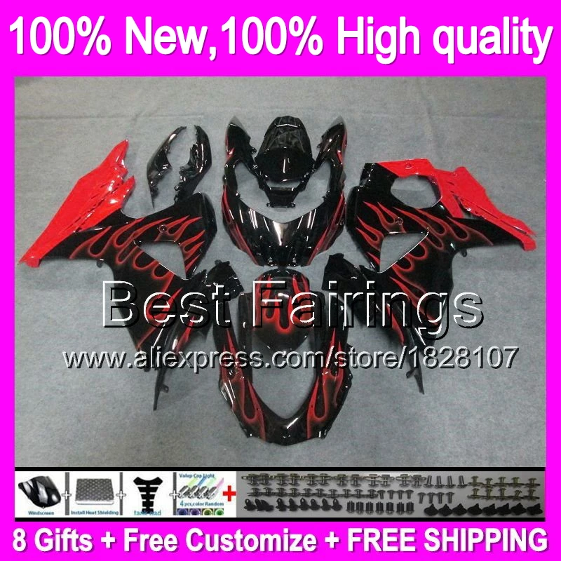 

Fairing For SUZUKI GSXR1000 GSXR-1000 09 10 11 12 13 90B34 K9 GSXR 1000 GSX R1000 2009 2010 2011 2012 2013 Red flames +Decal