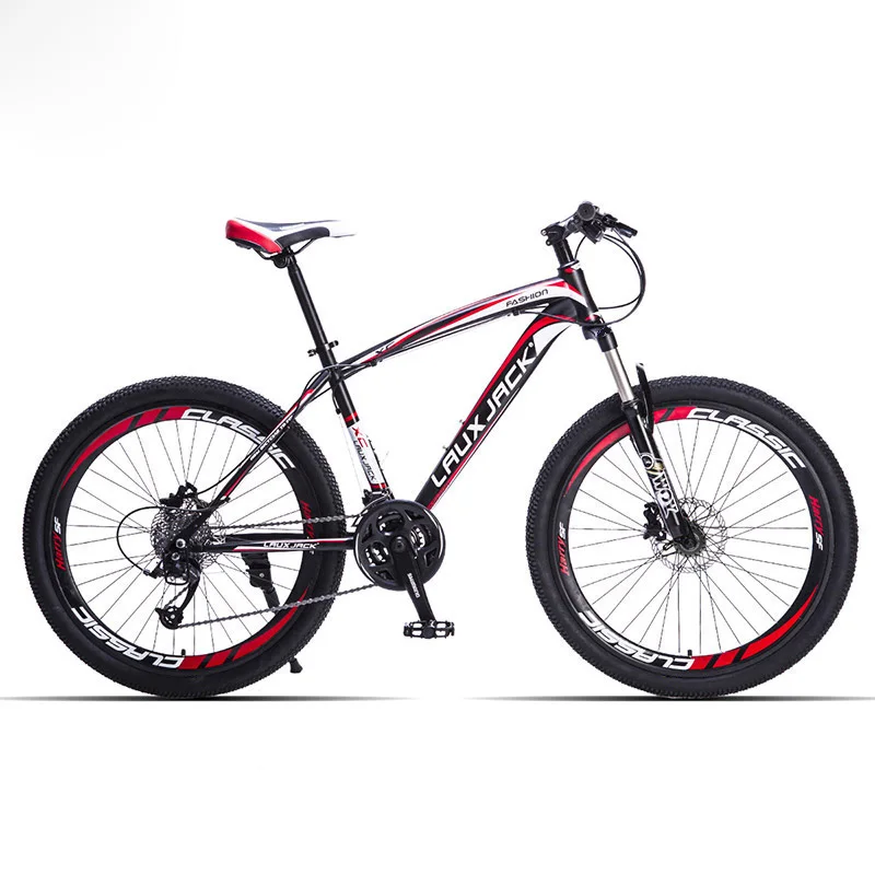 LAUXJACK Горный велосипед стальная рама 24 скорости Shimano 26" колеса MTB Mountain Bike - Цвет: black red