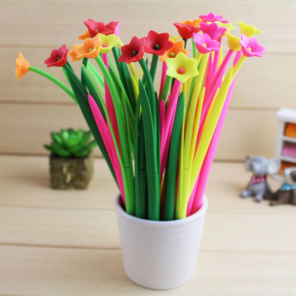 

1Pcs Black Ink Bloom Floral Flowers Gel Pen Design Ballpoint Pens For Kids Stationery Goods for School Supplies Accessories