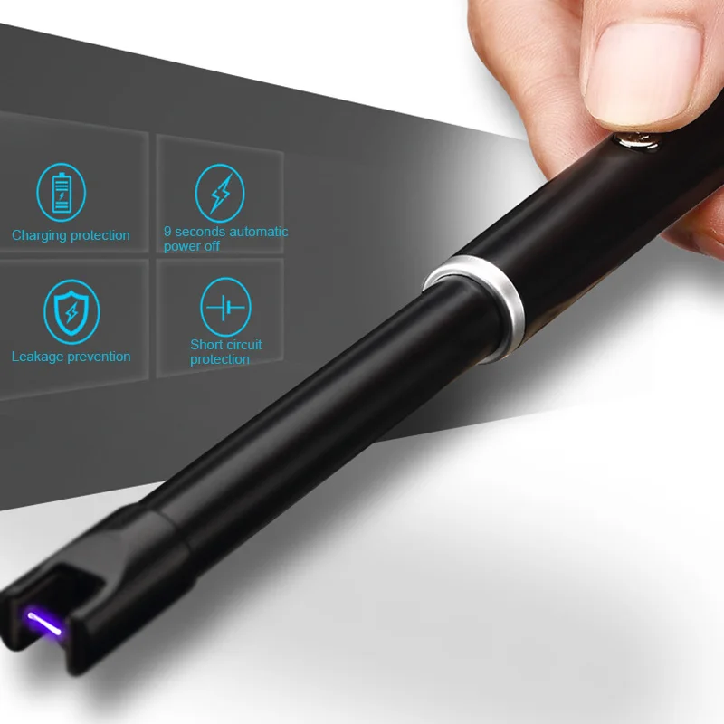 Новая USB перезаряжаемая дуговая Зажигалка для свечей с двойным защитным замком