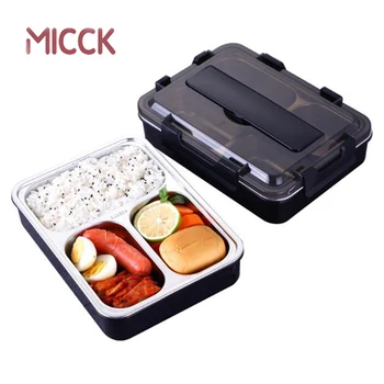 

MICCK Stainless Steel Lunch Box 1200ml Bento Box Gift Spoon Chopsticks BPA Free Portable Food Container For Food Storage Crisper