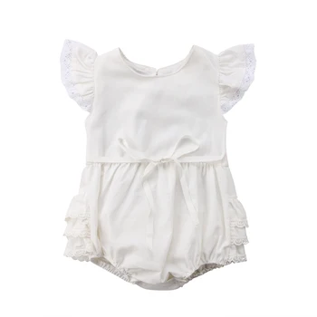 

Newborn Infant Baby Cute Lovely Girl Pink/White Fly Sleeve Romper Lace Sunsuit Jumpsuit Clothes Outfits 0-24M