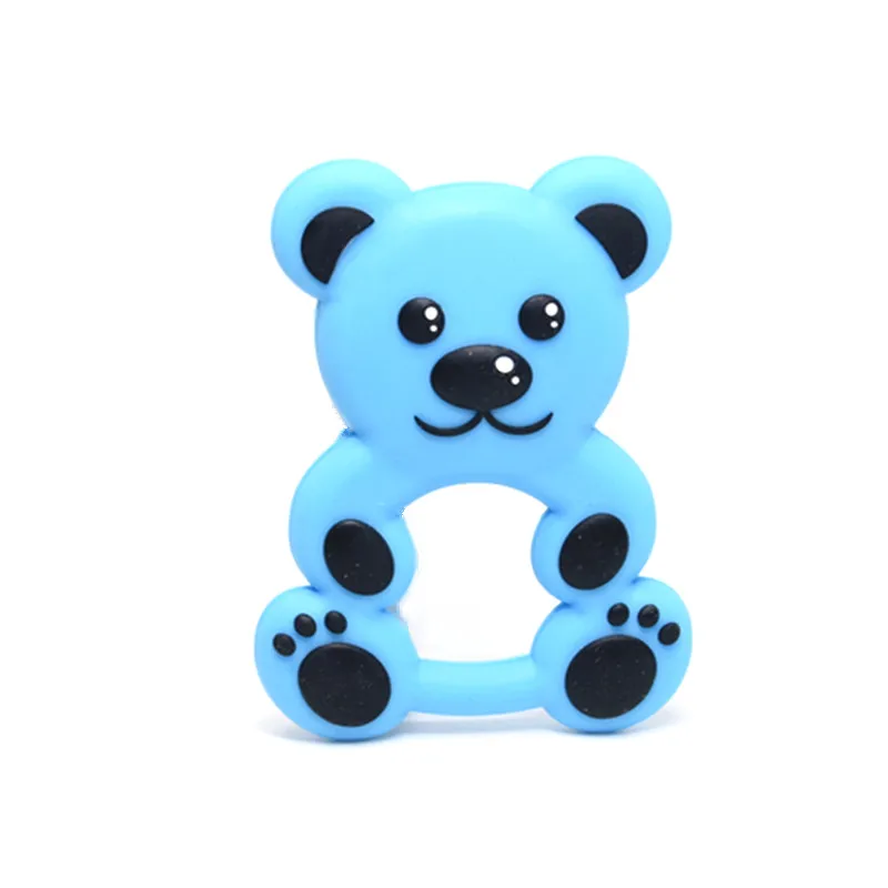 1 шт. 5 цветов мультфильм Медведь Детские трофеи игрушки, Силиконовые Прорезыватели жевательные Подвески Младенцы DIY Ожерелье Подвеска BPA Бесплатный Детский Прорезыватель - Цвет: Sky Blue