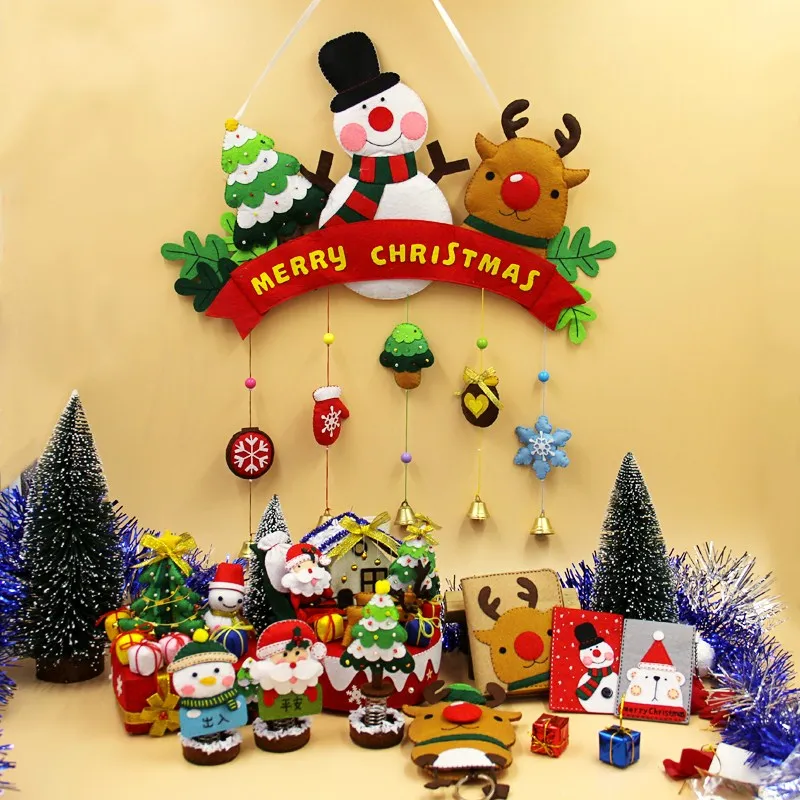 

12 Styles Christmas Felt Hanging Ornament Kit DIY Music Box/ Wallet/ Car Ornament/ Pen Cap/ Key Bag Handmade Felt DIY Package