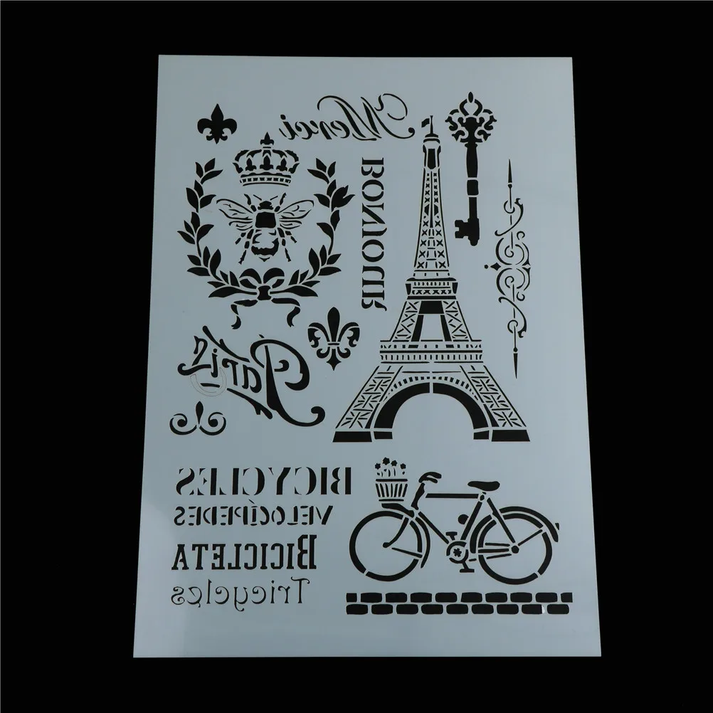 

DIY Eiffel Tower Bike Craft Layering Stencils For Walls Painting Scrapbooking Stamping Album Decorative Embossing Paper
