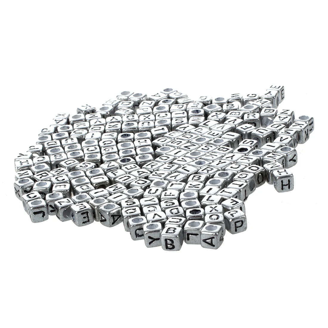 

200 X Silver Cube Alphabet Letter Spacer Beads