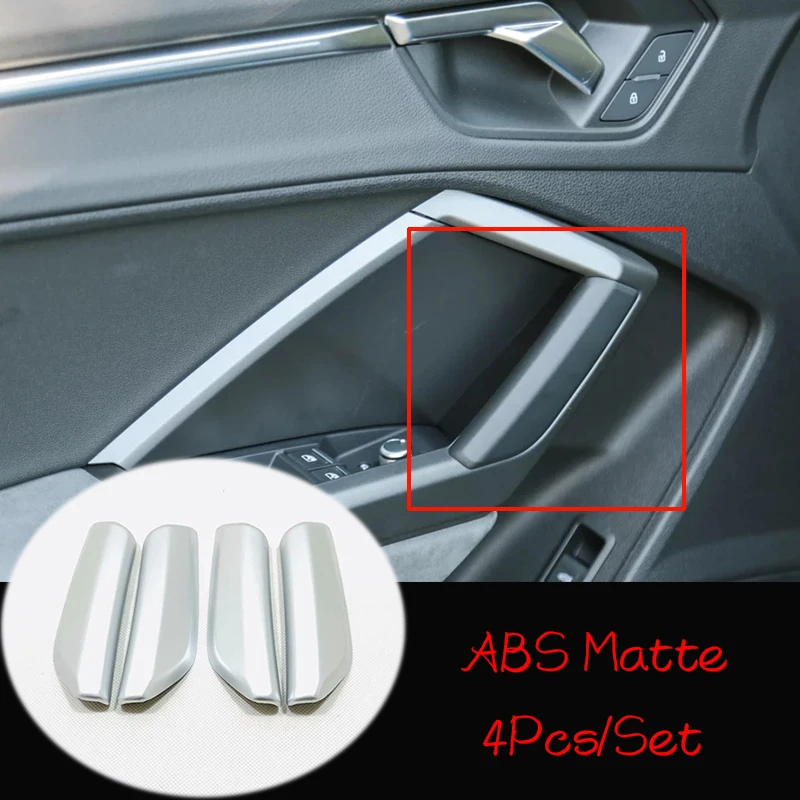 

ABS Matte/Carbon fibre For Audi Q3 2019 2020 Front Armrest Panel Door Handle Decoration Cover Trim Car Styling Accessories 4pcs
