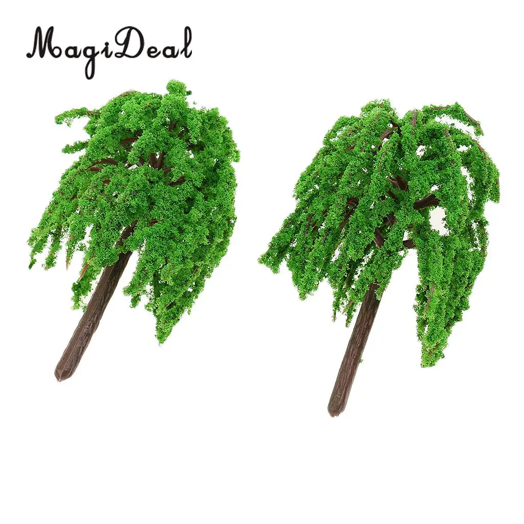 MagiDeal 10Pcs 1:150 Plastic Willow Trees Model Street Train Railway Garden Scenery Scene Building Model Layout Landscape