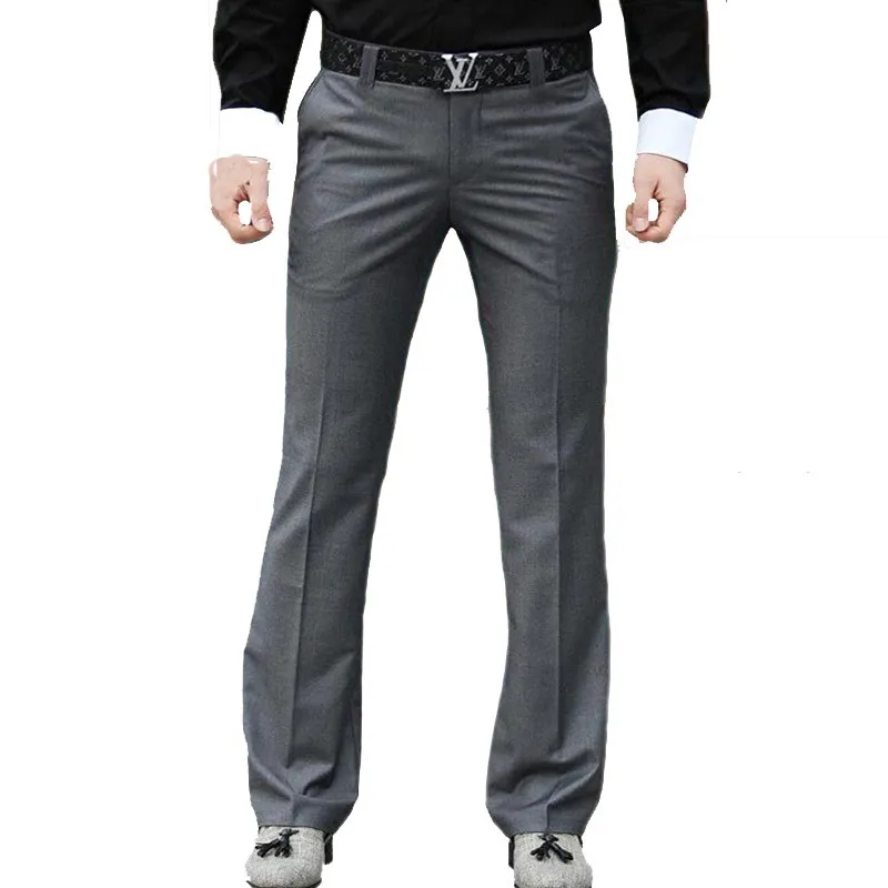 2019 New Men's Flared Trousers Formal Pants Bell Bottom Pant Dance White Suit Pants Size 28 29 30 31 32 33 34 36 37