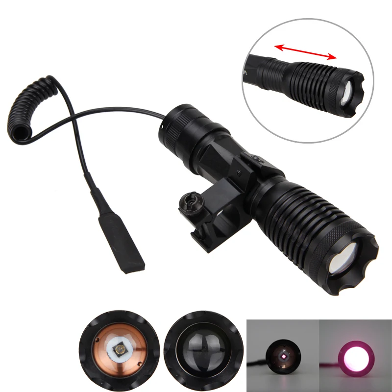 Tocha + 18650 Infravermelho Led Luz Zoom Lanterna Visão Noturna Caça ch Montagem 10 w 940nm ir 8 Luzes de armas