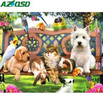 

AZQSD Diamond Painting Animals Diamond Mosaic Dog Picture Of Rhinestones Handmade Diamond Embroidery Full Display Crafts Kits