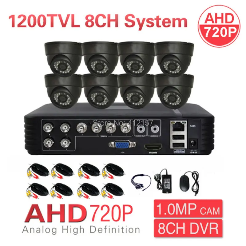 

Home CCTV 8CH DVR 720P 1200TVL 1.0MP Day Night IR AHD Security Camera System DIY Color Video Surveillance Kit Motion Detection
