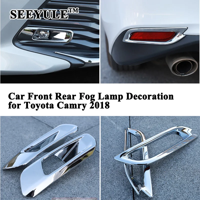 SEEYULE Stylish Car Front Rear Fog Lamp Decoration Frame Trim Cover Sticker Styling Car Accessories for Toyota Camry 2018