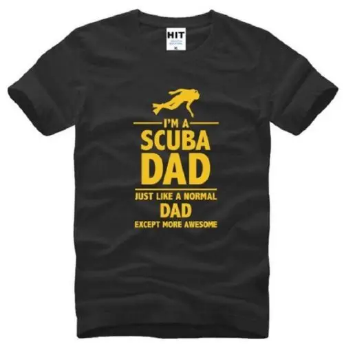 I'M A SCUBA DAD Черная Мужская футболка с коротким рукавом Размер крутая