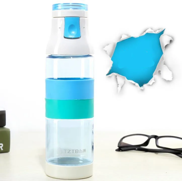 blue portable plastic cup space bottle Water Bottles Fashion Creative Outdoor sports mug - Цвет: blue