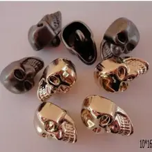 Партия, металлические пуговицы Matalic silver Golden skull 10x16 мм