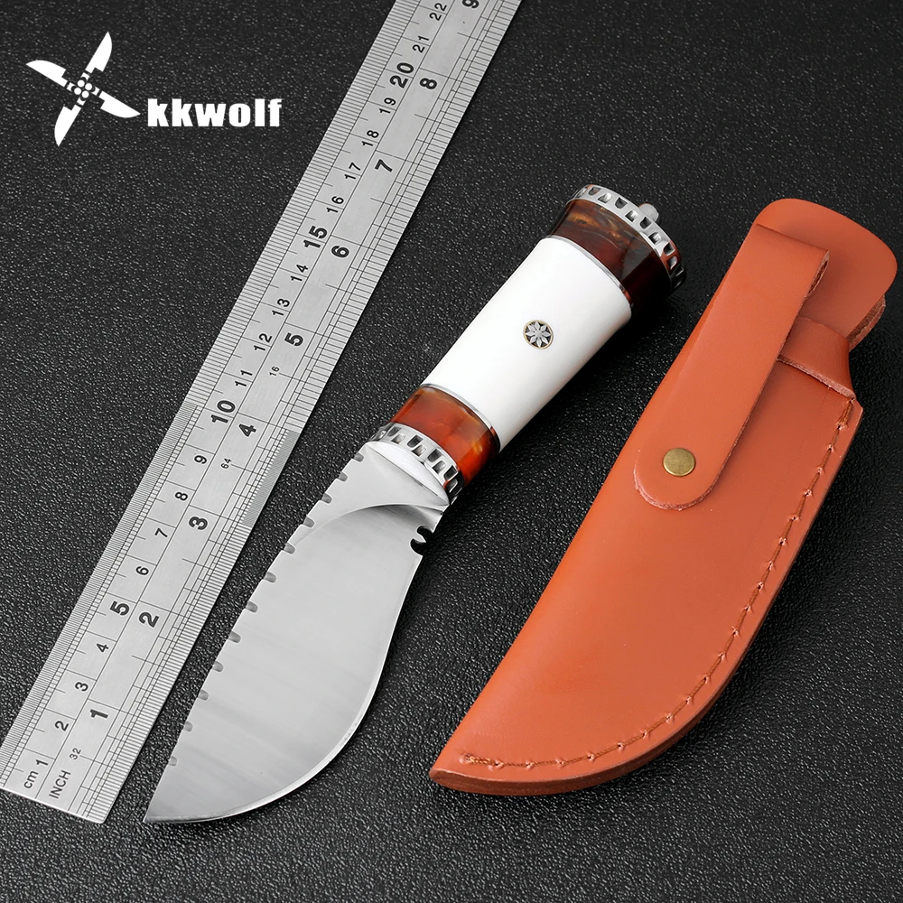 Free shipping High-carbon steel Handmade fixed hunting knife 23cm 57HRC resin+bones handle survival camping tactical rescue tool