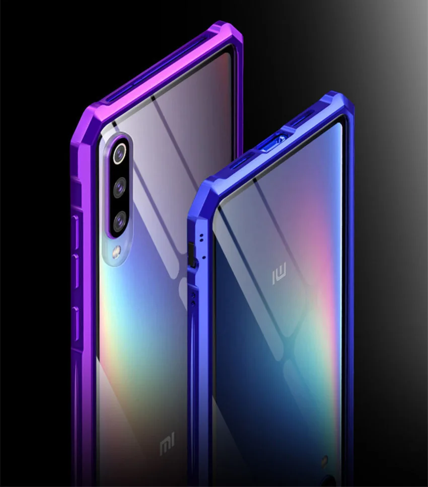 For Xiaomi Mi 9 Case Metal Bumper Glass Back Cover For Xiaomi 9 mi9 Transparent Tempered Glass Phone Case (12)