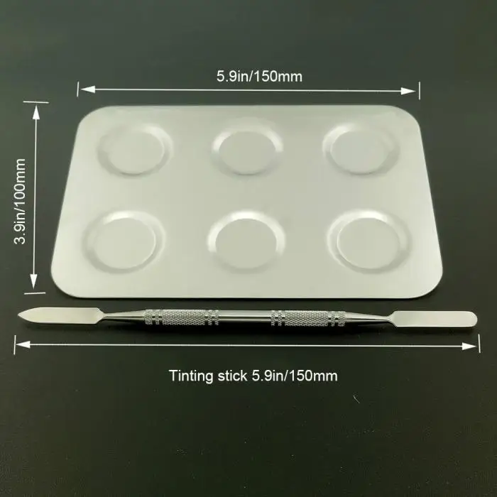 Палитра для макияжа из нержавеющей стали, 3 пластины для штамповки ногтей, палитра для дизайна ногтей, косметическая Палитра для смешивания с шпателем, инструмент JIU55