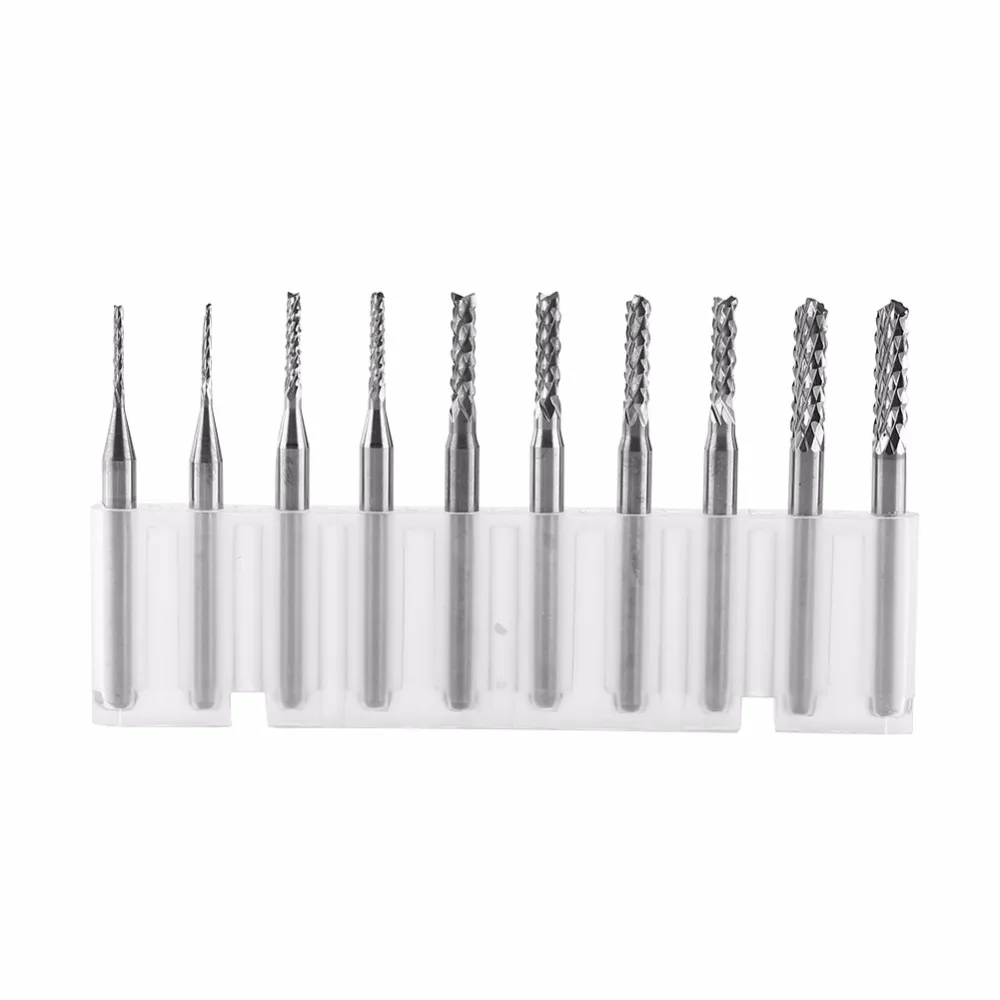10pcs/set Corn Milling Cutter Tungsten Carbide End Mill For Engraving