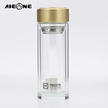 Borosilikatglas Wasserflasche Doppel-schicht Transparent Kristall Glas Wasserflasche 500 ml Drink Farbe Goldenen und Schwarz