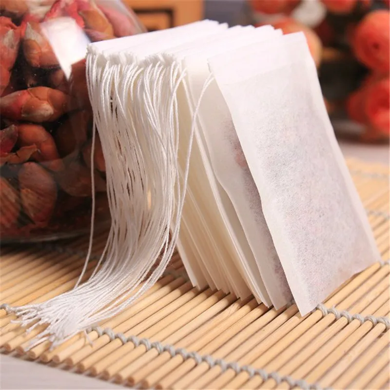 

New Teabags 100Pcs/Lot 5.5 x 7CM Empty Tea Bags With String Heal Seal Filter Paper for Herb Loose Tea