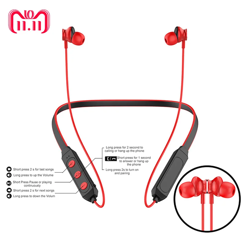 

Sport Neckback Bluetooth Earphone Noise Canceling Wireless Bluetooth Headphone With Microphone Wireless Headset Earbuds Earpiece