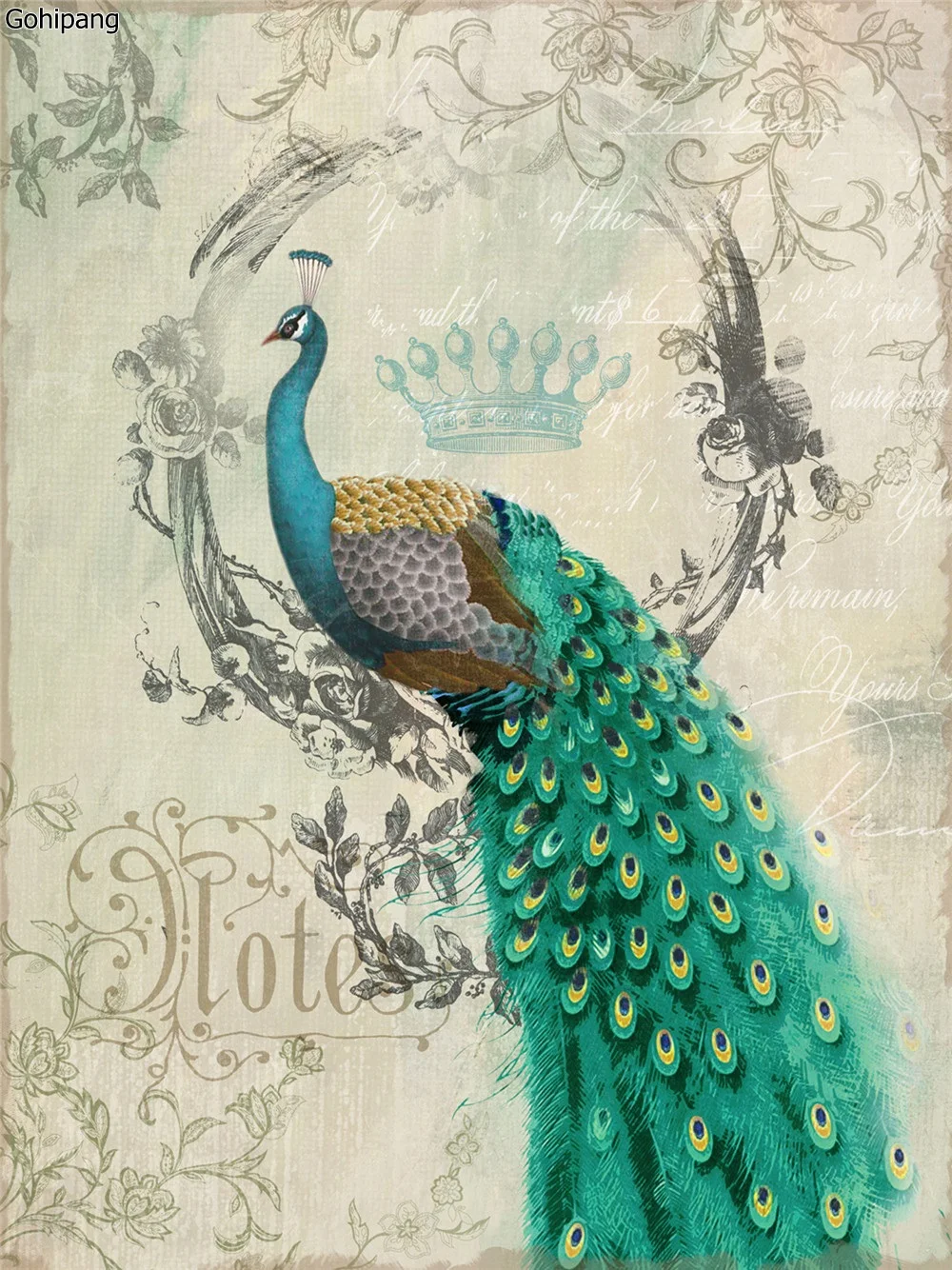 Canvas Painting Peacock No Frame Animal Cartoon Beautiful Canvas