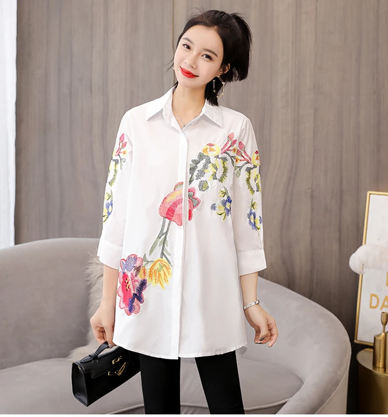Women Blouse Embroidery Chinese Stlye Plus Size Blusa Feminina Summer Top Chemise Femme Tops Shirt Harajuku Womens Blouses (13)