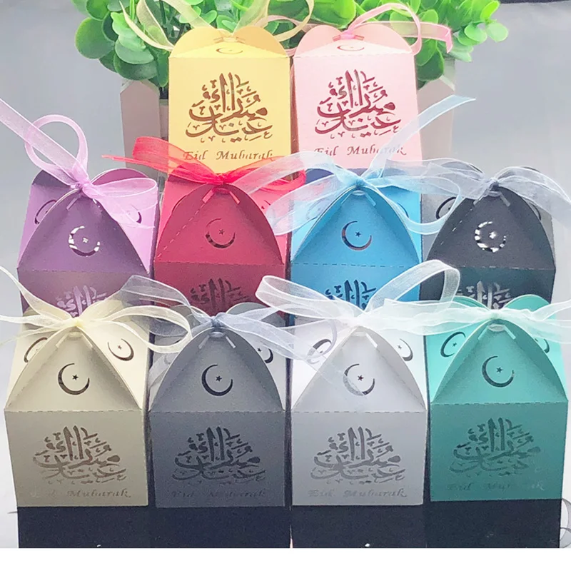 50 шт. EID MUBARAK коробка для конфет Рамадан Kareem Подарочный пакет хранения Сделай Сам